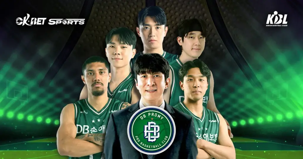 Wonju DB Promy Team Members with Head Coach